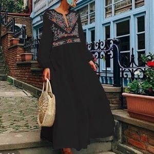 Vonda Bali Maldives long Dress ruffle floral maxi